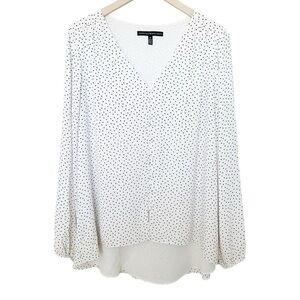 White House Black Market Polka Dot V-Neck Blouse
